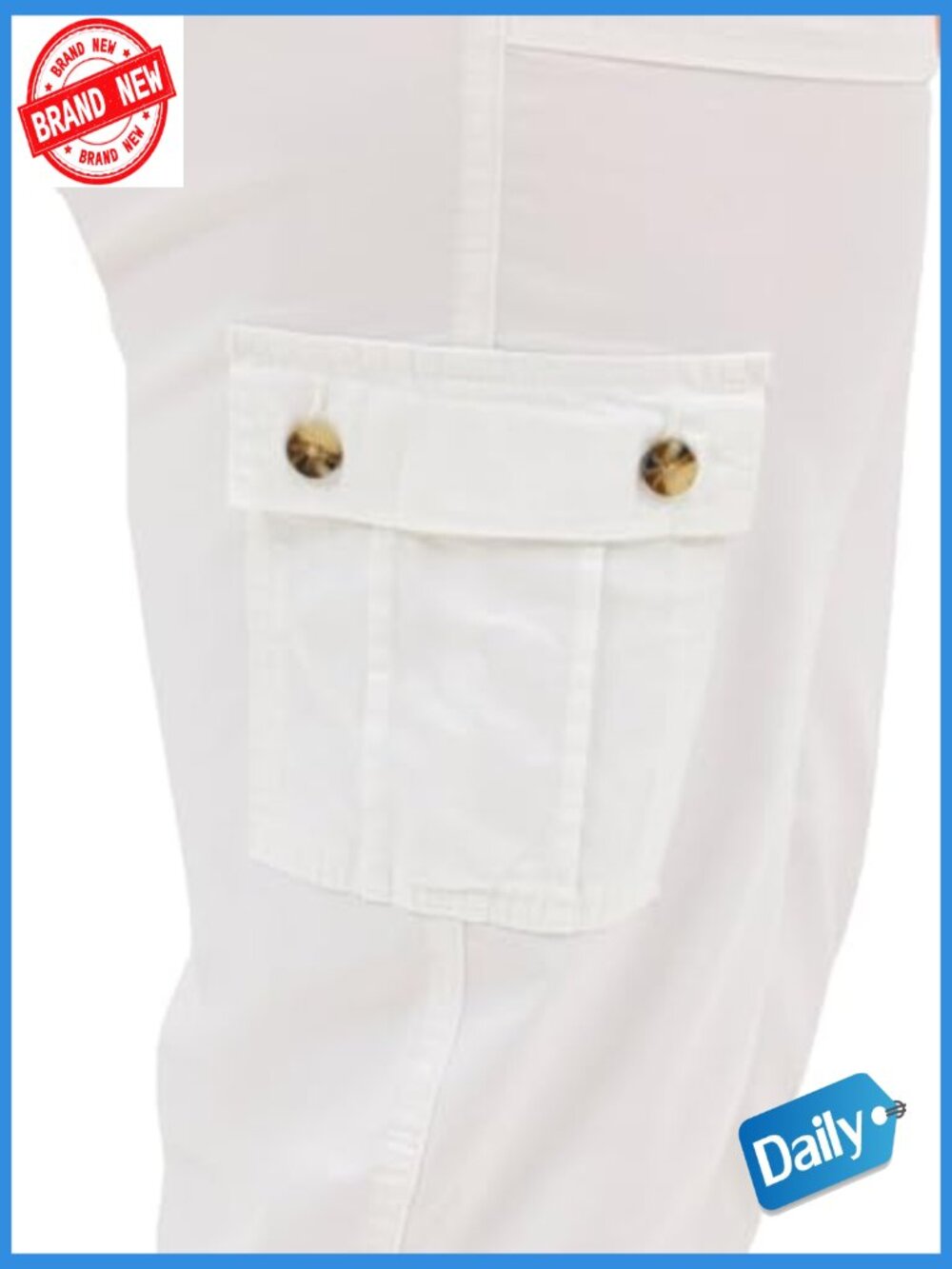 Plus Size Mid-Rise Relaxed Fit Cargo Capri Pant with Flex Waistband - Picture 5 of 7